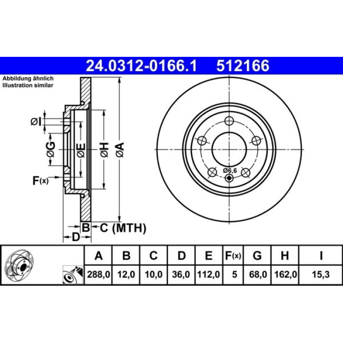 ATE Bremsscheibe Audi Hinterachse A4 04-08 PowerDisc 24.0312-0166.1 ATE Bremsscheibe Audi Hinterachse A4 04-08 PowerDisc 24.0312-0166.1