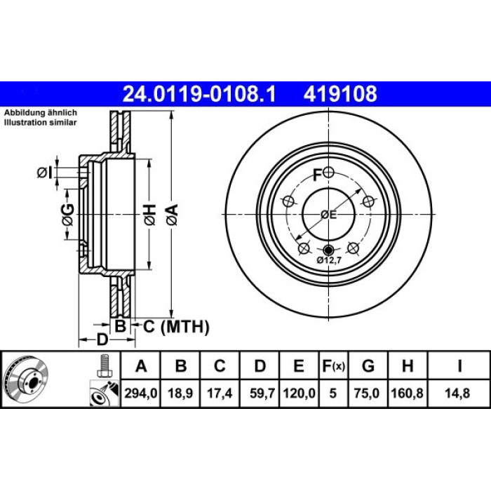ATE Bremsscheibe BMW Hinterachse E46 98-06 24.0119-0108.1 ATE Bremsscheibe BMW Hinterachse E46 98-06 24.0119-0108.1