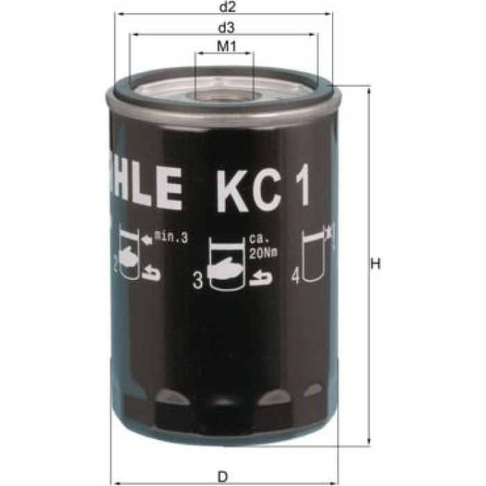 KC 1 MAHLE Kraftstofffilter KC 1, Anschraubfilter, Höhe 119,5 mm – OE Nummer 00000061251961 - l KC 1 MAHLE Kraftstofffilter KC 1, Anschraubfilter, Höhe 119,5 mm – OE Nummer 00000061251961 - l