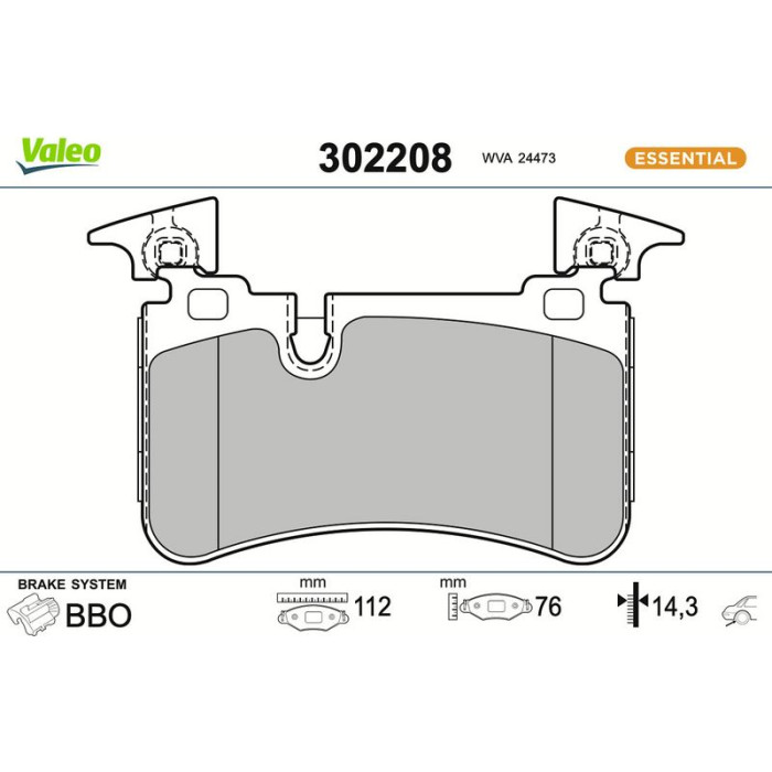 Valeo Bremsbelagsatz 302208 Valeo Bremsbelagsatz 302208