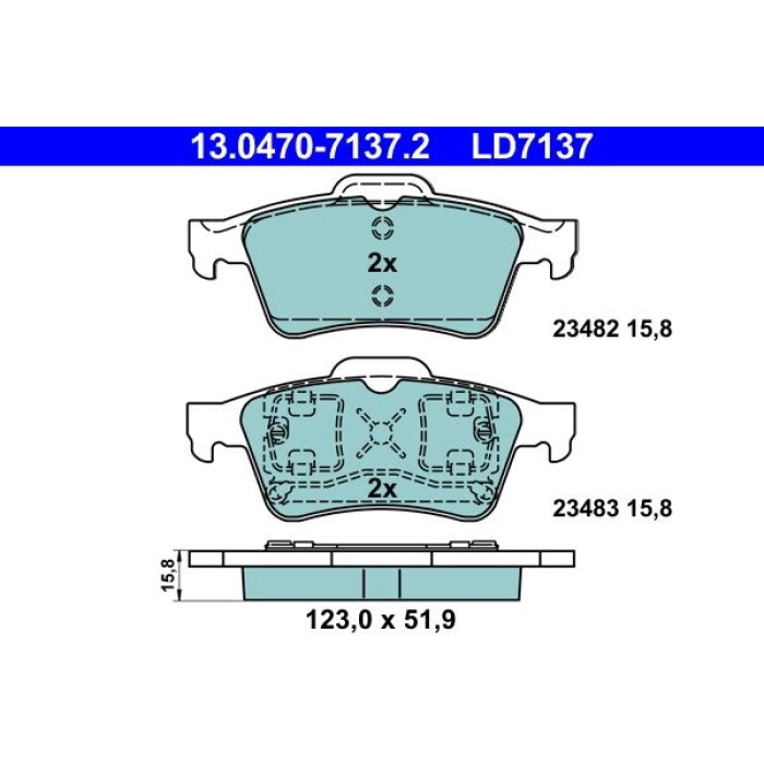 ATE Bremsbelagsatz Nissan Hinterachse Primera 02-08 Keramik 13.0470-7137.2 ATE Bremsbelagsatz Nissan Hinterachse Primera 02-08 Keramik 13.0470-7137.2