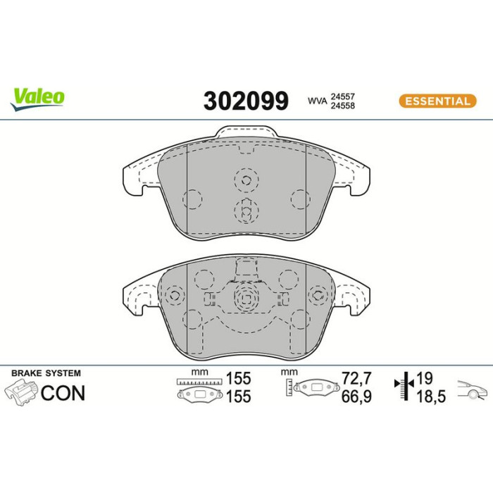 Valeo Bremsbelagsatz 302099 Valeo Bremsbelagsatz 302099