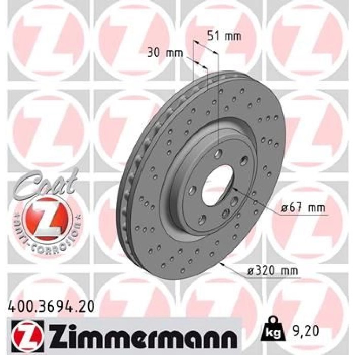 Zimmermann Bremsscheibe Vorderachse 400.3694.20 Zimmermann Bremsscheibe Vorderachse 400.3694.20