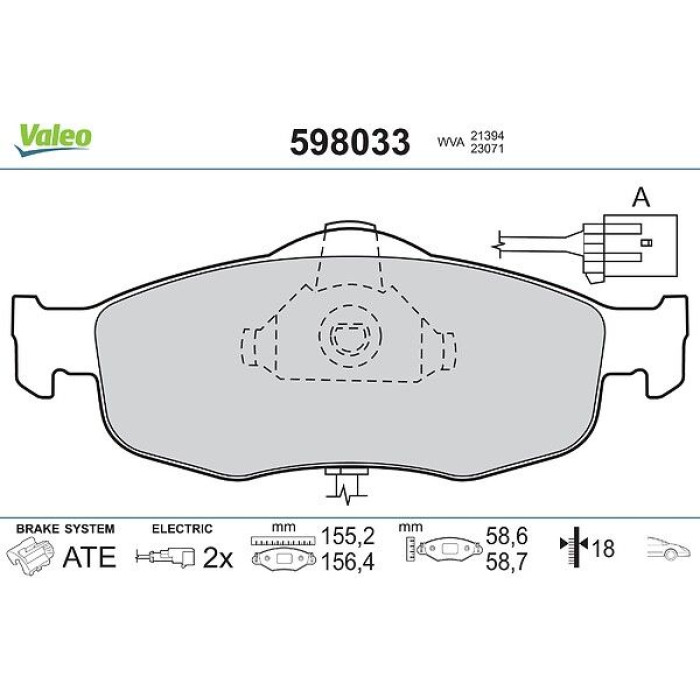 Valeo Bremsbelagsatz 598033 Valeo Bremsbelagsatz 598033