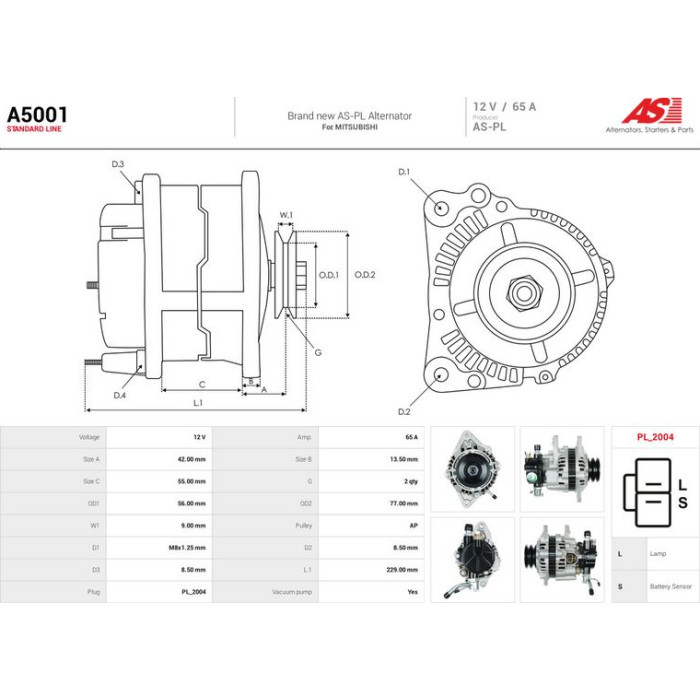 A5001 AS-PL Lichtmaschine (Generator) A5001