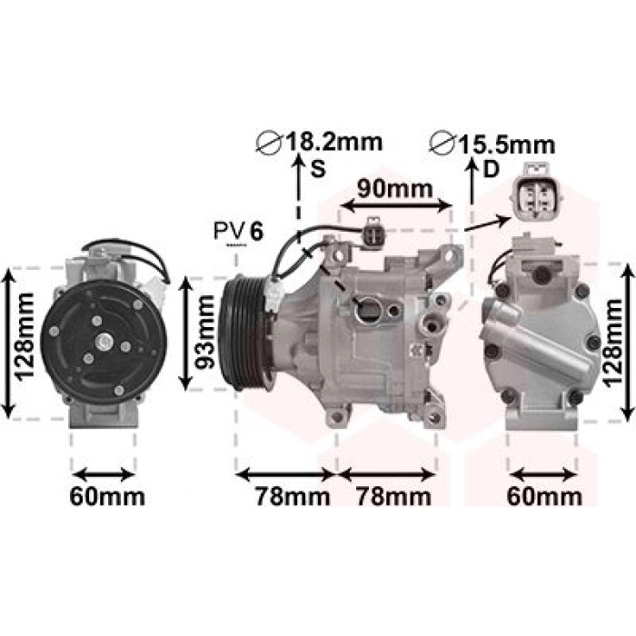 Van Wezel Klimakompressor 5300K443 Van Wezel Klimakompressor 5300K443