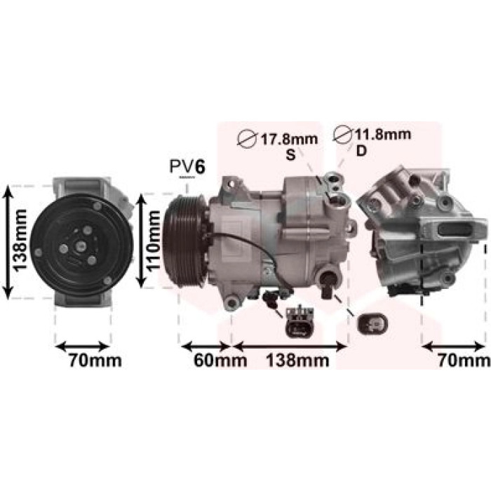 Van Wezel Klimakompressor 3700K607 Van Wezel Klimakompressor 3700K607