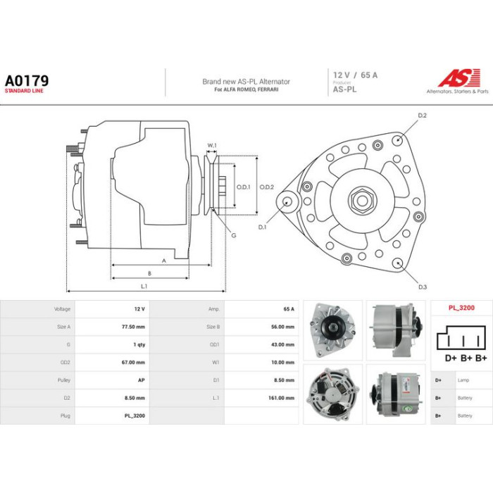 A0179 AS-PL Lichtmaschine (Generator) A0179 A0179 AS-PL Lichtmaschine (Generator) A0179