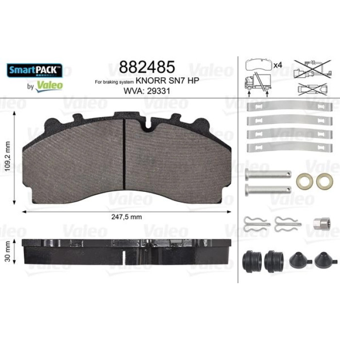 Valeo Bremsbelagsatz 882485 Valeo Bremsbelagsatz 882485