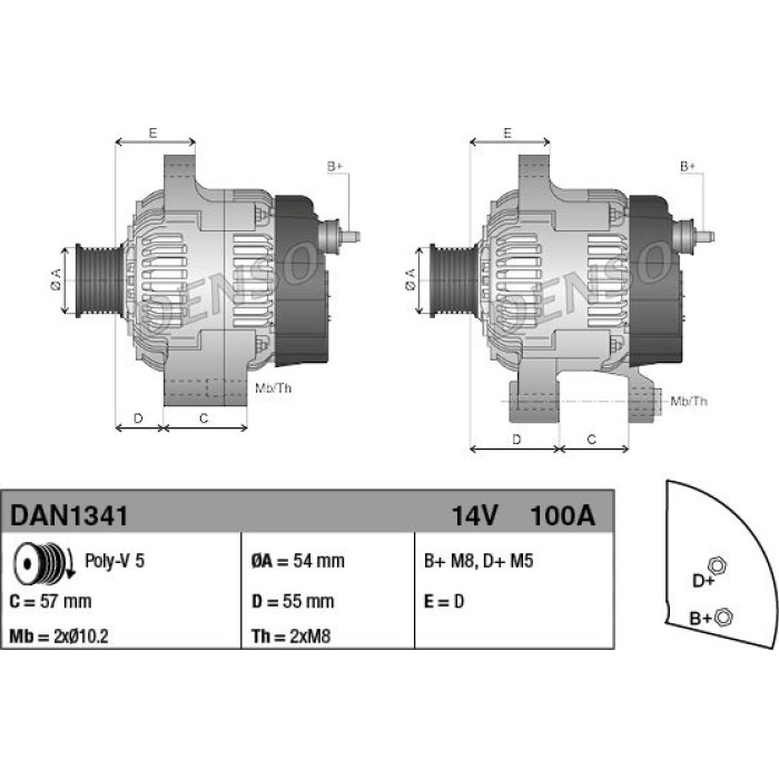 Denso Lichtmaschine DAN1341 Denso Lichtmaschine DAN1341