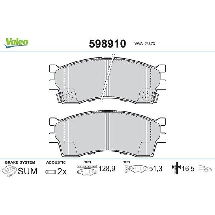 Valeo Bremsbelagsatz 598910 Valeo Bremsbelagsatz 598910