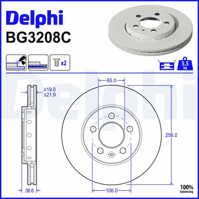 Delphi Bremsscheibe BG3208C Delphi Bremsscheibe BG3208C