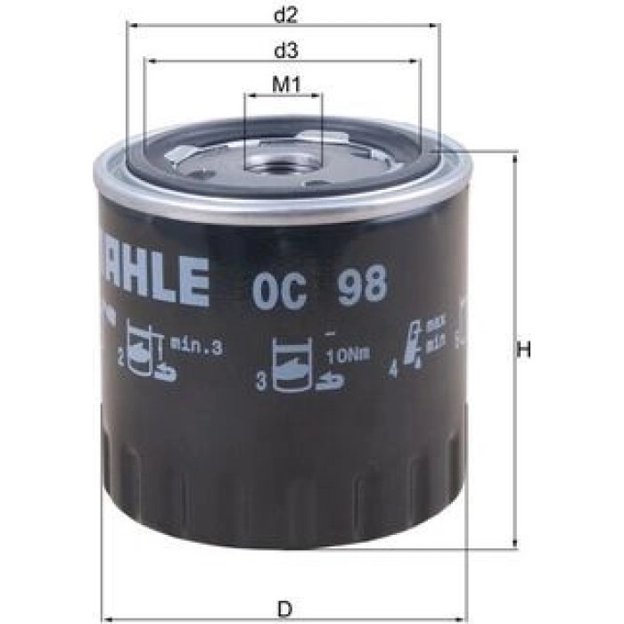 OC 98 MAHLE Ölfilter OC 98, Anschraubfilter, Höhe 89 mm – u. a. für Peugeot 104, 205 I (741A/C), 104 Coupé – OE Nummer 110922 - l OC 98 MAHLE Ölfilter OC 98, Anschraubfilter, Höhe 89 mm – u. a. für Peugeot 104, 205 I (741A/C), 104 Coupé – OE Nummer 110922 - l