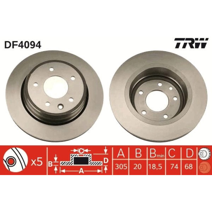 TRW Bremsscheibe Jaguar T. Xj6 DF4094 TRW Bremsscheibe Jaguar T. Xj6 DF4094