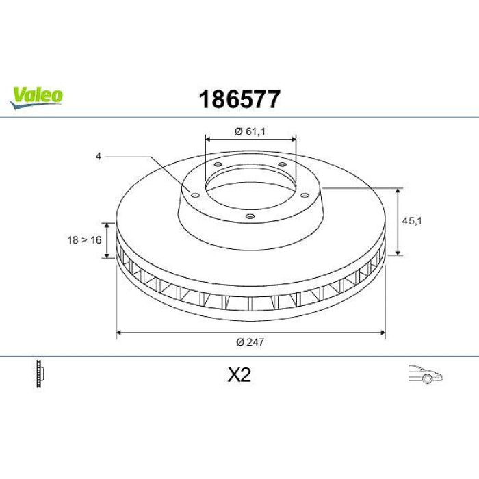 Valeo Bremsscheibe 186577 Valeo Bremsscheibe 186577