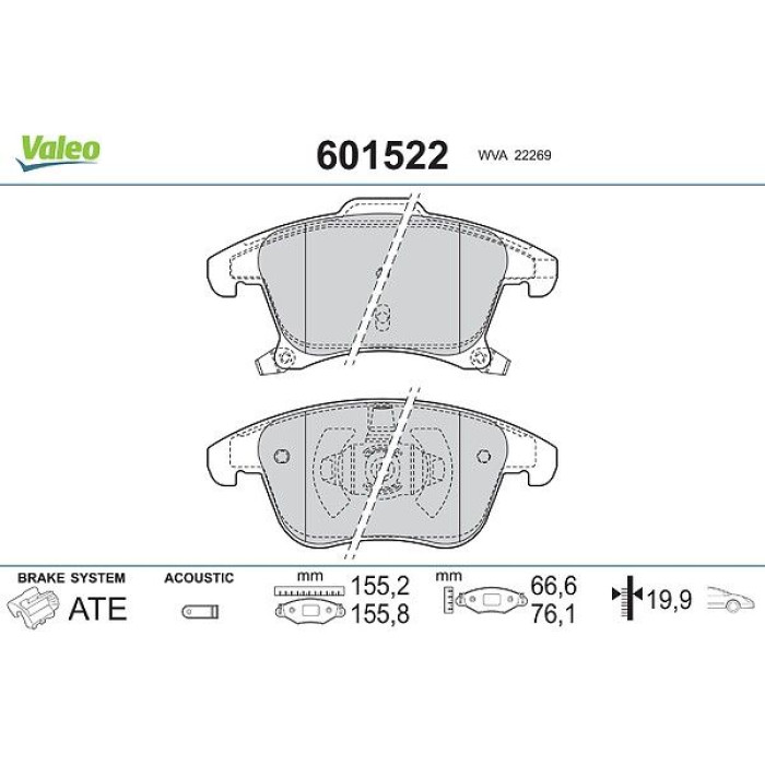 Valeo Bremsbelagsatz 601522 Valeo Bremsbelagsatz 601522