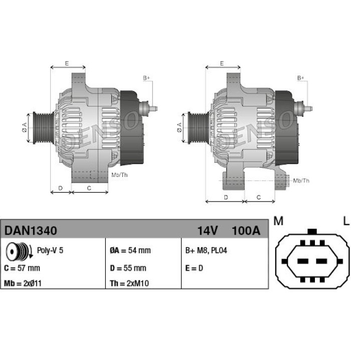 Denso Lichtmaschine DAN1340 Denso Lichtmaschine DAN1340