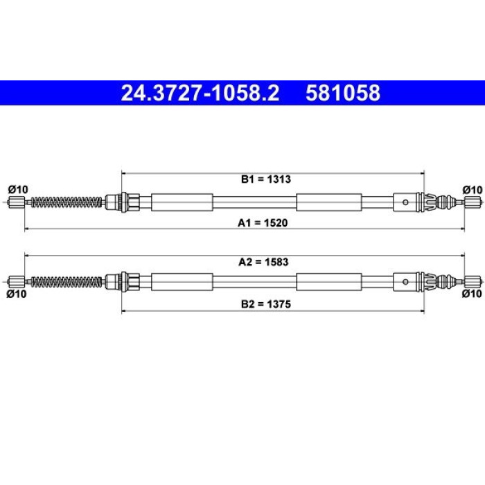 ATE Handbremsseil 24.3727-1058.2 ATE Handbremsseil 24.3727-1058.2