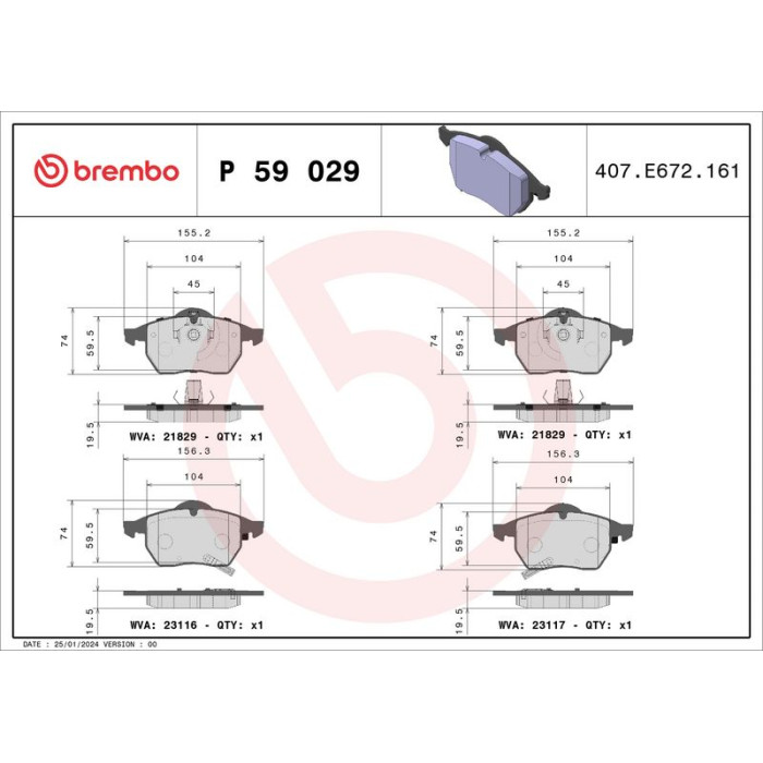BREMBO Bremsklötze VA P 59 029 BREMBO Bremsklötze VA P 59 029