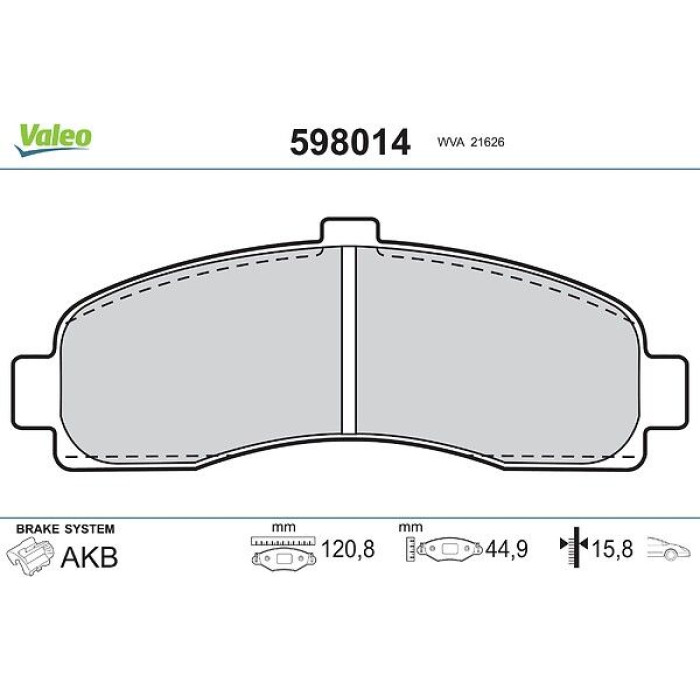 Valeo Bremsbelagsatz 598014 Valeo Bremsbelagsatz 598014