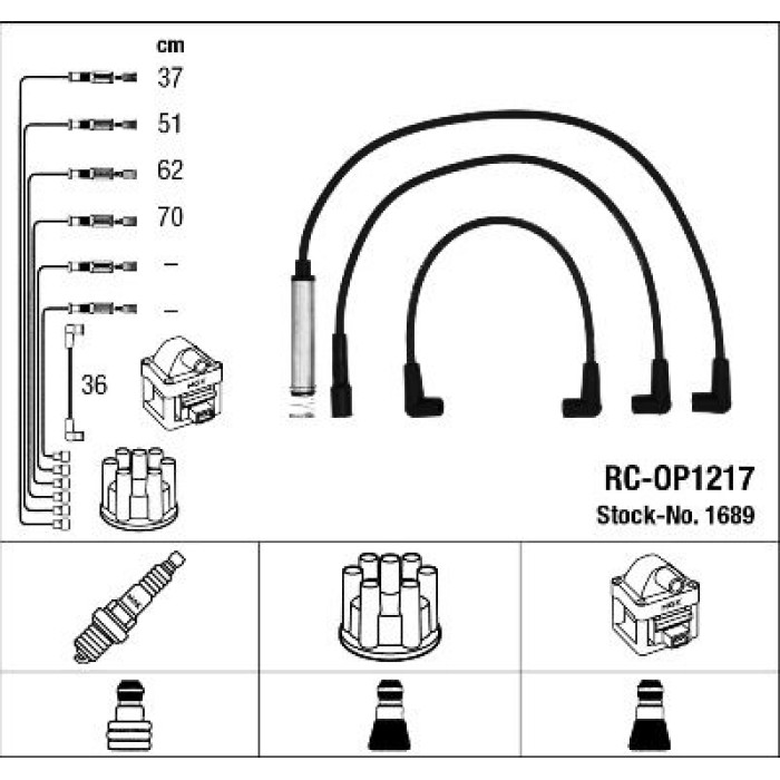 1689 NGK Zündkabelsatz (Zündleitungssatz) RC-OP1217 1689 - l 1689 NGK Zündkabelsatz (Zündleitungssatz) RC-OP1217 1689 - l