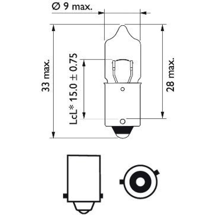 12036B2 PHILIPS H6W Glühlampe 12 V 6 W BAX9s, 2 Stück - 12036B2 - l