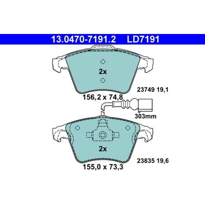 13.0470-7191.2 ATE Bremsbelagsatz VW Vorderachse Touareg 3.2-3.6/2.5-3.0 TDI 02-10 Keramik 13.0470-7191.2 13.0470-7191.2 ATE Bremsbelagsatz VW Vorderachse Touareg 3.2-3.6/2.5-3.0 TDI 02-10 Keramik 13.0470-7191.2
