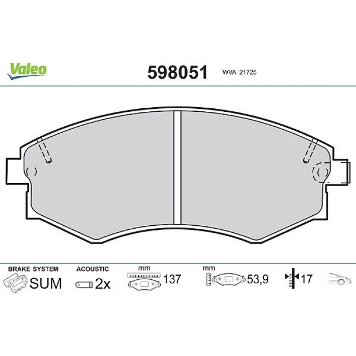 Valeo Bremsbelagsatz 598051 Valeo Bremsbelagsatz 598051