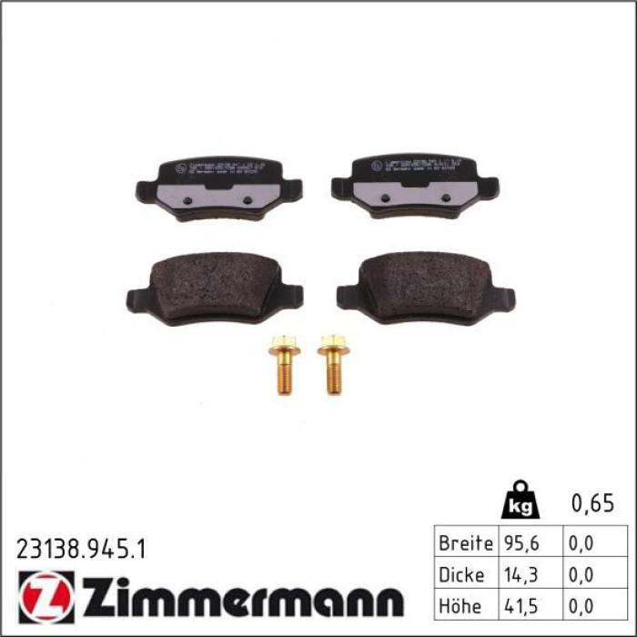 ZIMMERMANN Bremsbeläge 23138.945.1