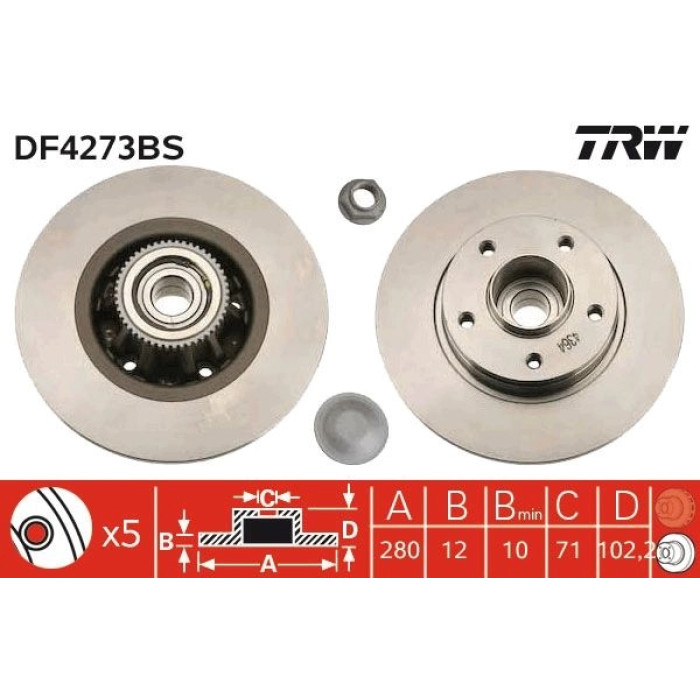 TRW Bremsscheibe Opel Vivaro 1.9-2.5 Dti 01 DF4273BS TRW Bremsscheibe Opel Vivaro 1.9-2.5 Dti 01 DF4273BS