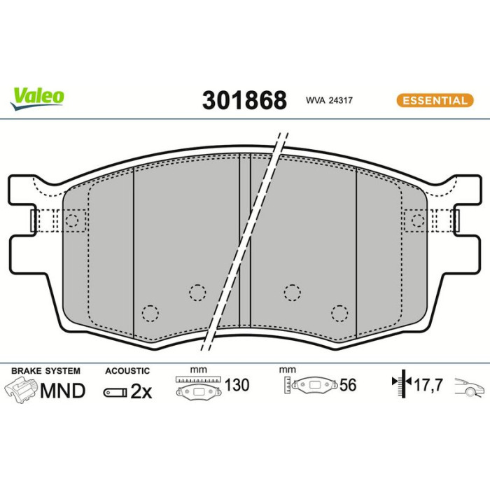 Valeo Bremsbelagsatz 301868 Valeo Bremsbelagsatz 301868