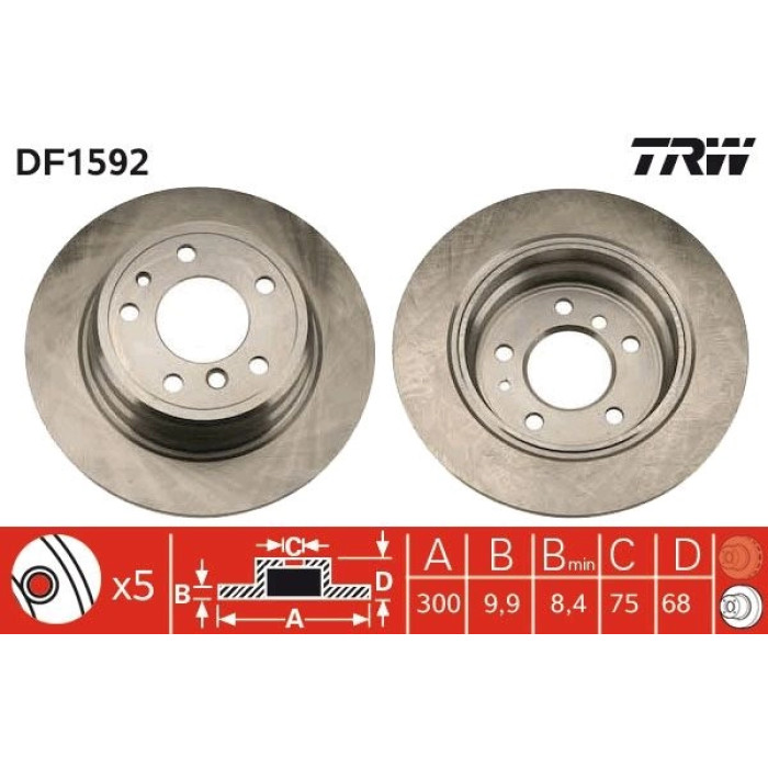 TRW Bremsscheibe DF1592 TRW Bremsscheibe DF1592