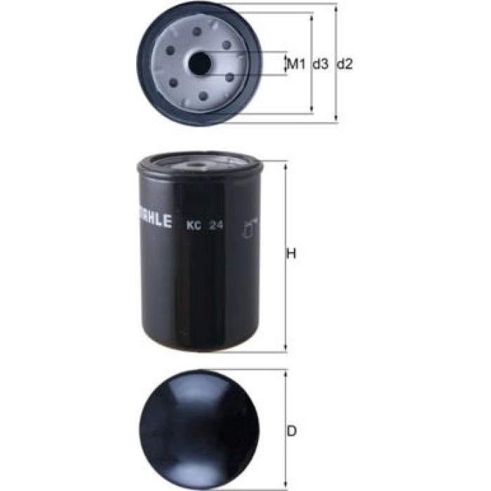 KC 24 MAHLE Kraftstofffilter KC 24, Anschraubfilter, Höhe 124,4 mm – u. a. für Renault Trucks B Pritsche/Fahrgestell, B Kasten, Gaz Gazelle – OE Nummer 0870017560 - l