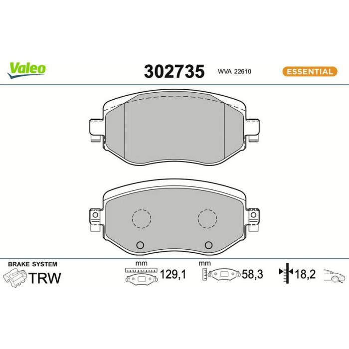 Valeo Bremsbelagsatz 302735 Valeo Bremsbelagsatz 302735