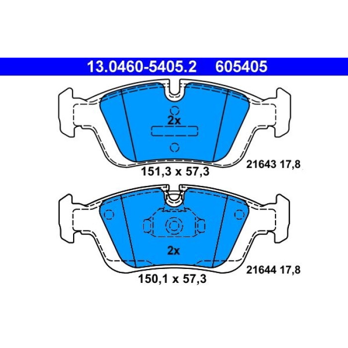 ATE Bremsbelagsatz BMW S. E46 98-/E36 90-/E85 Z4 03 13.0460-5405.2 ATE Bremsbelagsatz BMW S. E46 98-/E36 90-/E85 Z4 03 13.0460-5405.2