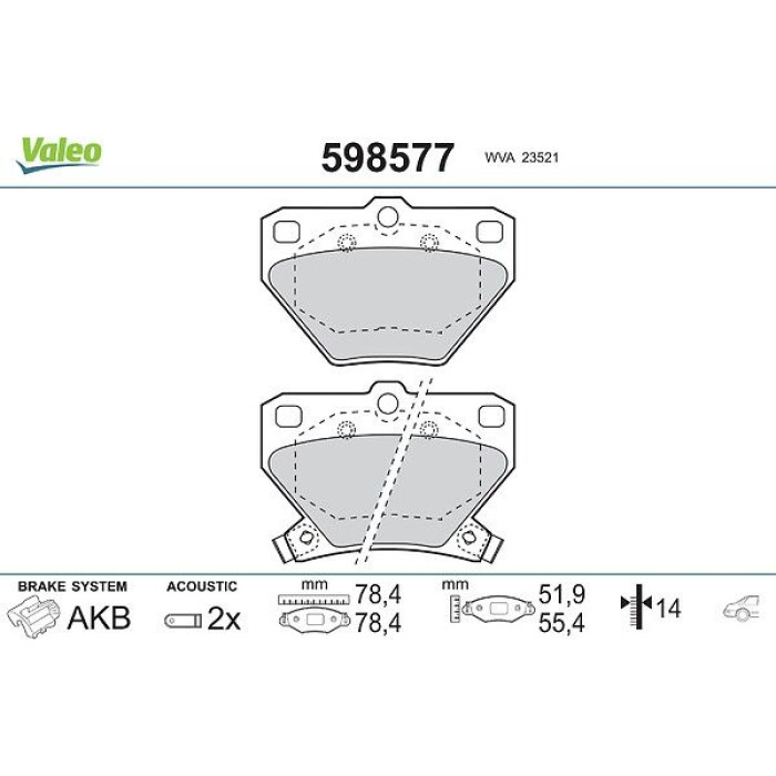 Valeo Bremsbelagsatz 598577 Valeo Bremsbelagsatz 598577