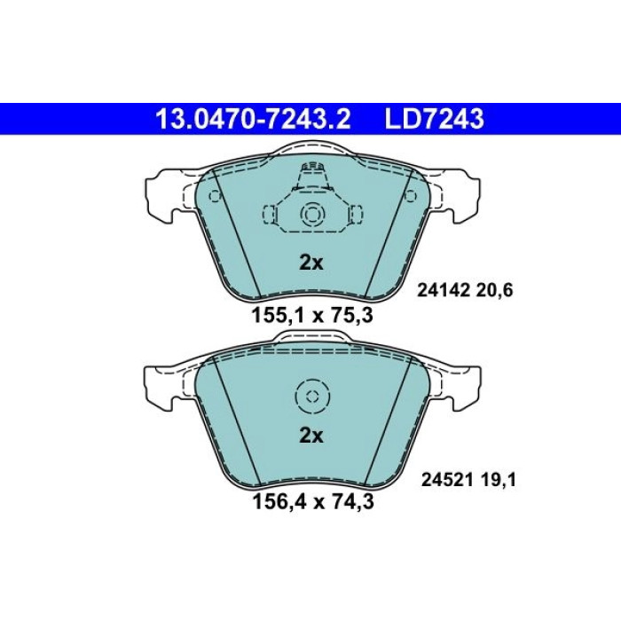 ATE Bremsbelagsatz Volvo Vorderachse S60/S80/V60/V70/Xc70 1, 5-3, 2 06- Keramik 13.0470-7243.2 ATE Bremsbelagsatz Volvo Vorderachse S60/S80/V60/V70/Xc70 1, 5-3, 2 06- Keramik 13.0470-7243.2