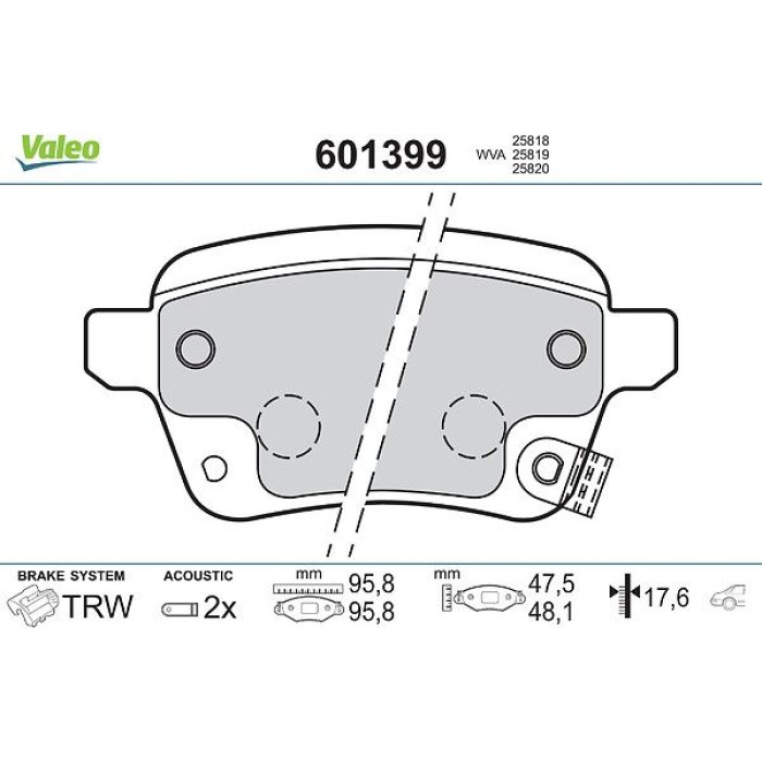 Valeo Bremsbelagsatz 601399 Valeo Bremsbelagsatz 601399
