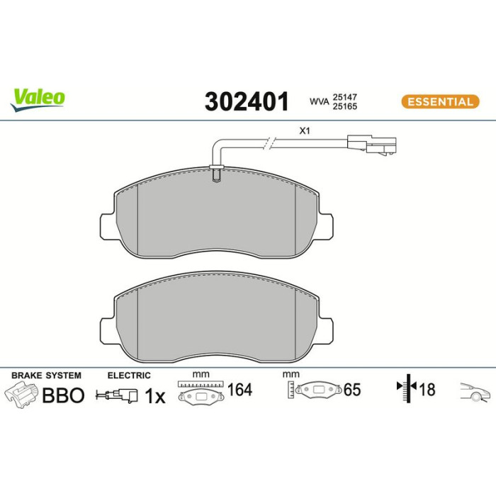 302401 Valeo Bremsbelagsatz 302401 302401 Valeo Bremsbelagsatz 302401