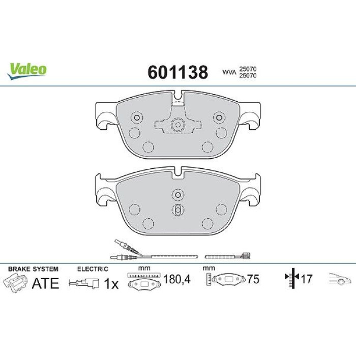 Valeo Bremsbelagsatz 601138 Valeo Bremsbelagsatz 601138