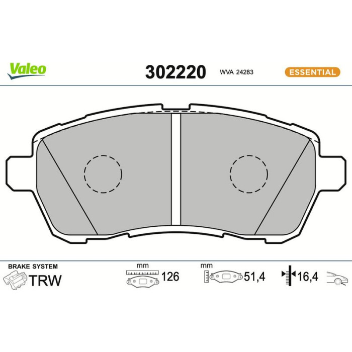 Valeo Bremsbelagsatz 302220 Valeo Bremsbelagsatz 302220