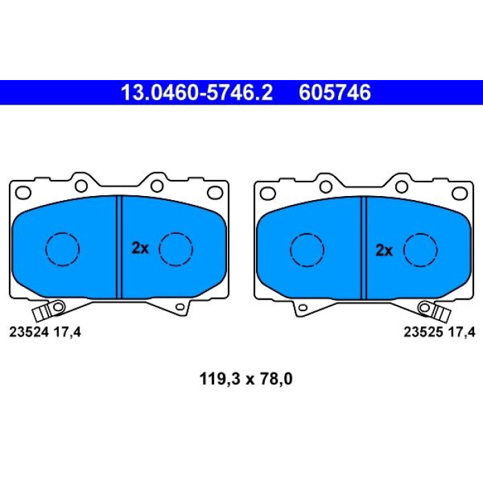 13.0460-5746.2 ATE Bremsbelagsatz Toyota Vorderachse Land Cruiser 4.2Td/4.7 98-07 13.0460-5746.2