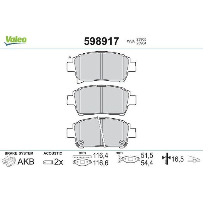 Valeo Bremsbelagsatz 598917 Valeo Bremsbelagsatz 598917