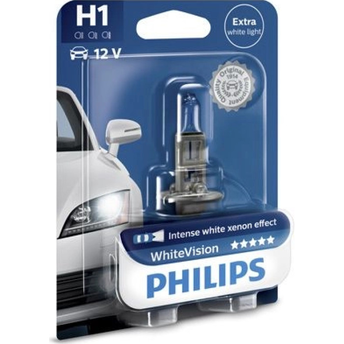 12258WHVB1 PHILIPS H1 Halogenlampe WhiteVision 12 V 55 W P14,5s, 1 Stück - 12258WHVB1 - l 12258WHVB1 PHILIPS H1 Halogenlampe WhiteVision 12 V 55 W P14,5s, 1 Stück - 12258WHVB1 - l