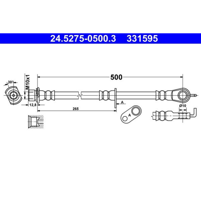 ATE Bremsschlauch 24.5275-0500.3 ATE Bremsschlauch 24.5275-0500.3