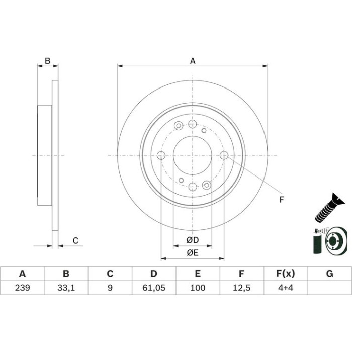 Bosch Bremsscheibe 0 986 479 E95 Bosch Bremsscheibe 0 986 479 E95