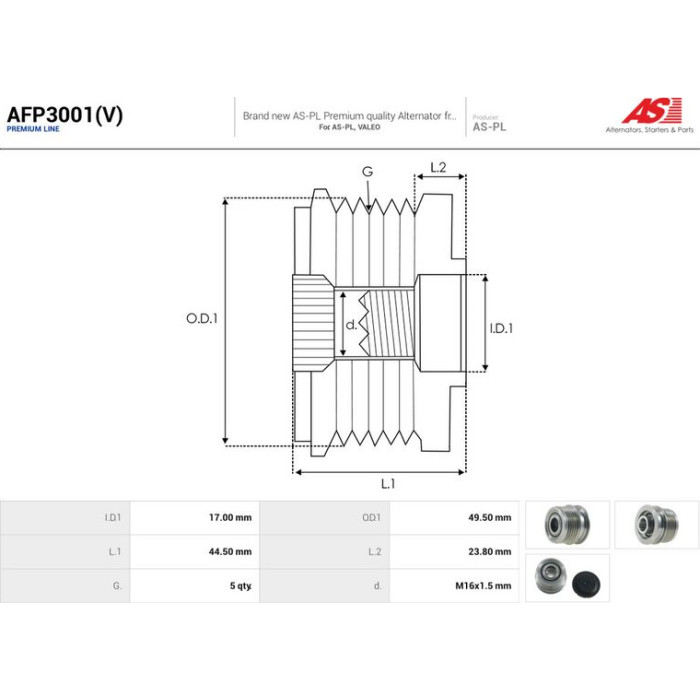 AFP3001(V) AS-PL Lichtmaschinenfreilauf AFP3001(V) AFP3001(V) AS-PL Lichtmaschinenfreilauf AFP3001(V)