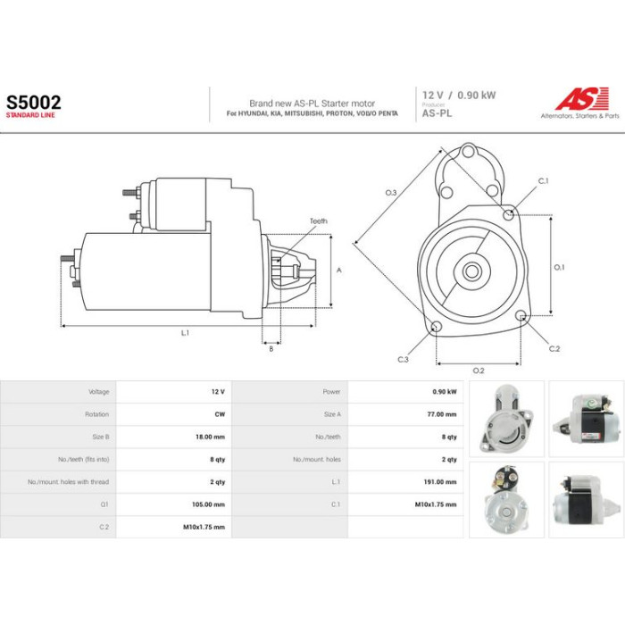 S5002 AS-PL Anlasser (Starter) S5002