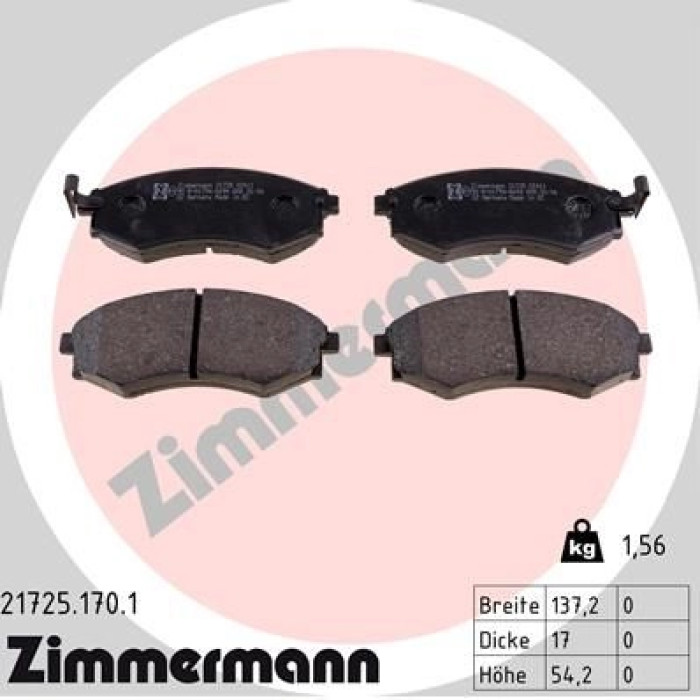 ZIMMERMANN Bremsbeläge 21725.170.1 ZIMMERMANN Bremsbeläge 21725.170.1