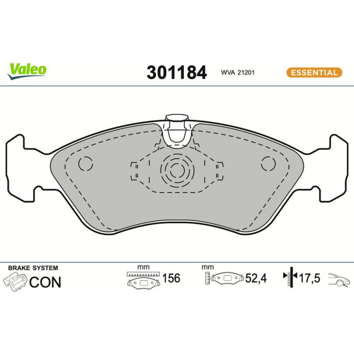 301184 Valeo Bremsbelagsatz 301184 301184 Valeo Bremsbelagsatz 301184